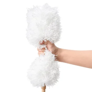Hand Held Microfiber Duster with Bamboo Handle Soft Fine Fiber Washable Reusable Dust Brush for Home Car Sofa Furniture
