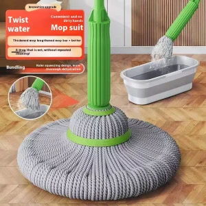 Hand Wash Bamboo Fiber Self twisting Water Rotary Household Lazy Free Hand Wash Clean Large Mops