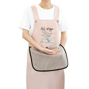 Hand wiping Detachable PVC Large Towel Apron Waterproof Oil proof Kitchen Household High end Young Style Waist