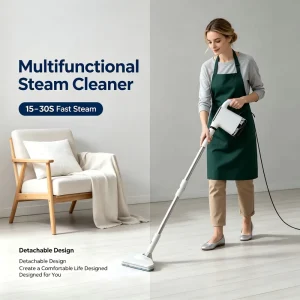 Handheld Electric 2-Level Steam Mop with Dual Brushes Compact Design 1200W Power 550mL Water Tank