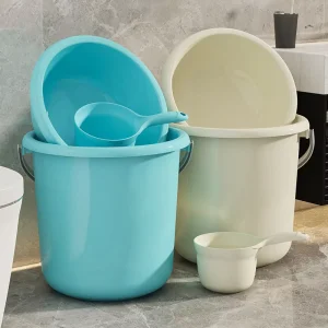 Handheld Plastic Bucket Household Storage Cleaning Round Bucket Student Bucket School Construction Site Use