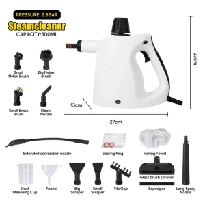 Handheld Pressurized Steam Cleaner 2.8 Bar 300 mL Chemical-Free Cleaning Tool for Kitchen and Bathroom