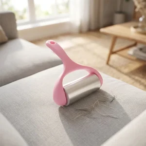 Handle Sticky Roller Kit with Manual Plastic Handle Dust Paper Adhesive Brush for Clothes Lint Brush and Hair Remover