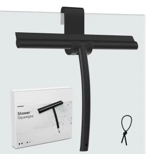Handled Silicone Squeegee with Steel Silicone Wiper Glass Includes Hook for Cleaning Bathroom Windows Floors Shower Door