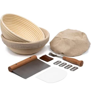 Handmade 9 Inch Round Wood Pulp Rattan Sourdough Banneton Bread Proofing Basket with Lining
