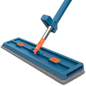 Hands Free Lazy Flat Mop Home Wet Dry Dual Use Reusable Microfiber Mop Head Double Scraper Design Efficient Floor Cleaning Tool