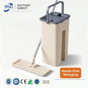 Hands Free Self Cleaning 4 Layer Microfiber Pad Leak Proof Stainless Steel Pole Handle Wet Dry Floor Flat Mop with Bucket