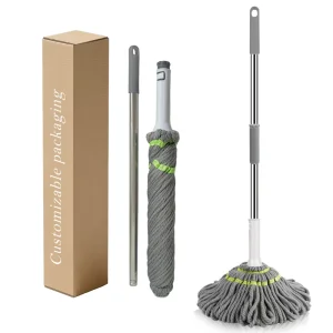Hands Free Self Wringing One Step Extensible Chenille Cleaning Mop Detachable Handle Absorbent Fiber Dry Wet Floor Cleaning