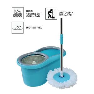 Hands Free Water Shield Turbo Dehydration Microfiber Steel Pole Swivel Handle 360 Rotating Floor Cleaning Spin Mop with Bucket