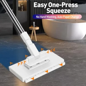 Hands-free One-button Detachable Manual Wet Wipe Secondary Use Face Towel Mop Clip Press Cloth Stainless Steel Pole Reusable