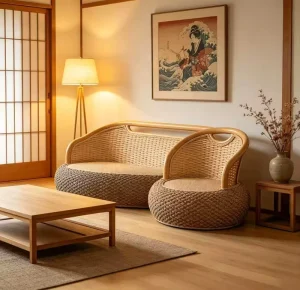 Handwoven Rattan Leisure Chair Modern Single-Seat Sofa for Hotel, Home, Balcony, and Living Room
