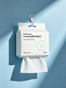 Hanging Disposable 2 Ply Face Towel Thick Cotton Soft Lint free Eco Friendly Biodegradable Wet dry Use Makeup Removal 20x20cm