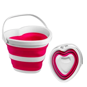 Heart Shape Folding Bucket 5L PP Portable Foldable Water Pail for Camping Car Wash Support OEM ODM Custom Design Factory