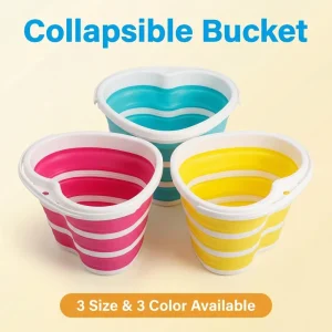 Heart-Shaped Collapsible Foldable Plastic 10L Multi-Purpose Portable Water Bucket for Outdoor Use