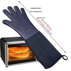 Heart-Shaped Dotted Silicone Gloves Extended Oven Insulation Baking Tool Kitchen Household Gloves