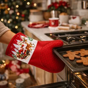 Heat Resistant Non Slip Eco Friendly Silicone Cotton Baking Gloves Mitts Set Custom Logo Bulk Supplier Oven Gloves Dishwasher