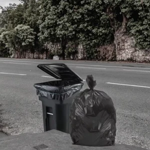 Heavy Duty 1.5 MIL Large Black HDPE Plastic Garbage Can Liners 45 55 60 65 Gallon Trash Bags Contractors Black Plastic Bin Bags
