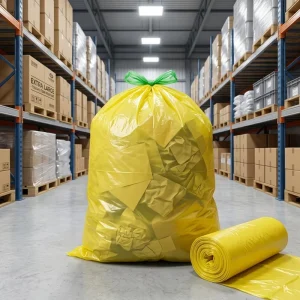Heavy Duty 13 Gallon 50 Liter Extra Large Biodegradable Trash Bags with Drawstrings for Household Use and Cookware