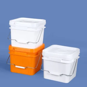 Heavy Duty 4L 5L 8L 10L 16L 20L 25L Square Plastic Bucket with Lid Metal Plastic Handle Square Pail for Paint Packaging