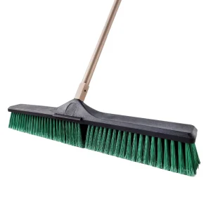 Heavy Duty 60cm Garden Magic Broom with Long Plastic Handle Bristle Head for Outdoor Stiff Sweeping and Floor Cleaning