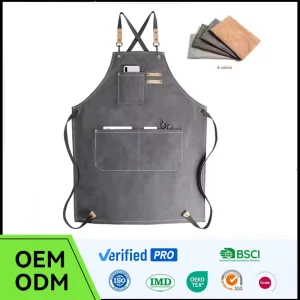 Heavy Duty Adjustable Cross Back Work Apron Chef Apron Canvas Aprons with Large Pockets for Men Women