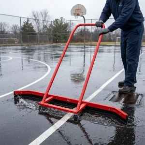 Heavy Duty Aluminum Court Squeegee Red Frame Rubber Blade Ideal for Basketball & Tennis Courts Parking Lots Outdoor Surfaces
