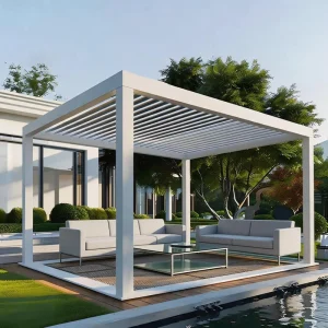 Heavy-Duty Aluminum Pergola with Manual Adjustable Louver Roof