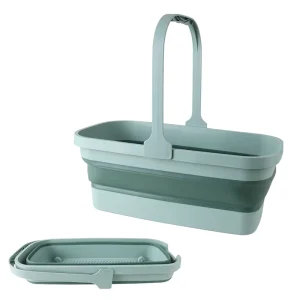 Heavy Duty BPA Free TPR PP Sanitation Bucket Green Floor Cleaning Car Wash HDPE 20L Foldable Collapsible Bucket