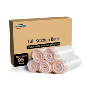 Heavy Duty Bin Bags Drawstring Rubbish Bags 13 Gallon (50 L) Kitchen Bin Liners Drawstring Trash Garbage Bags