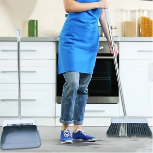 Heavy Duty Broom and Dustpan Set with Soft Fiber Durable Cleaning Tools for Home and Outdoor Use Easy to Store