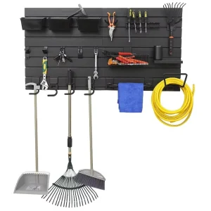 Heavy Duty Cast Iron Wall Mounted Tool Storage Rack Adjustable Hooks for Broom Mop Garage Workshop Organizer Factory Direct