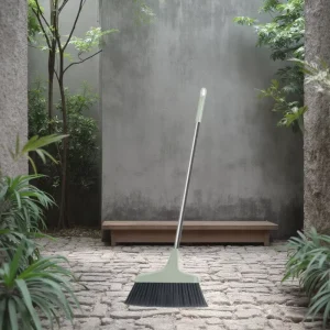 Heavy Duty Construction Broom and Dustpan Set Outdoor Steel Stick with PET Head Household Use Plastic Sweeper