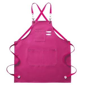 Heavy Duty Cotton Polyester Canvas Pink Sleeveless Aprons Custom Logo Embroidery Suitable Gifts Coffee Shops Baking