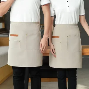 Heavy Duty Cotton Sleeveless Half Apron with Pockets Black Washable and Reusable for Cleaning and Garden Use