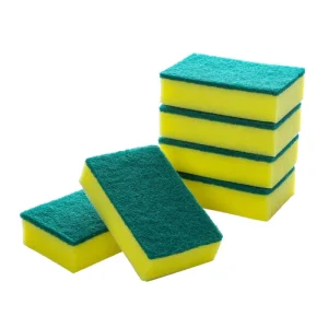 Heavy Duty Dual Sided Rectangle Pattern Sponge Scouring Pad Non Scratch High Absorbent