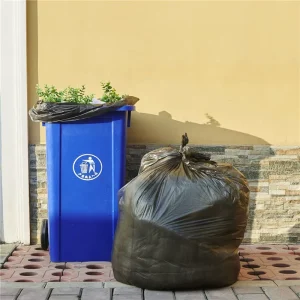 Heavy Duty Durable PE Garbage Bags Large Plastic Trash Bags with Flat Seal Star Seal Tie Top for Packaging Waste
