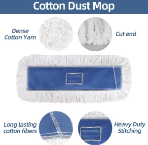 Heavy Duty Flat Mop Polyester Cotton Easy Changed Refill Manual Wringing for Household and Commercial Cleaning