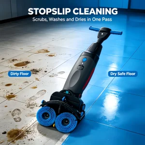 Heavy Duty Floor Scrubber Machine with 360° Rotating Head for Tile Epoxy Concrete Surfaces