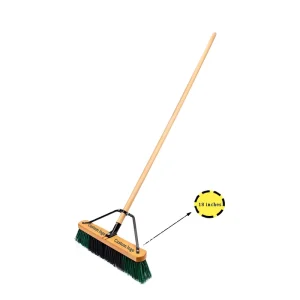 Heavy Duty Floor Sweep Broom Wooden Push 4 Size Large Stiff Push Broom With Wooden Handle