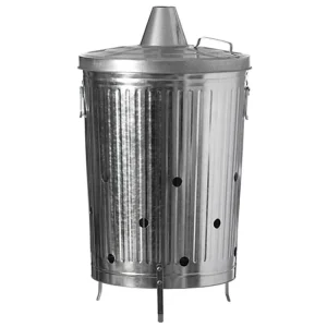 Heavy Duty Galvanised Metal Portable Garden Dustbins Bin Trash Can Waste Incinerator Bin Garden Rubbish Incinerator