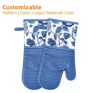Heavy Duty Grip Silicone Waterproof Baking Gloves Mitts OEM Thick Build Oven Glove for Bbq Grill Cooking Oven Mitt
