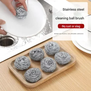 Heavy Duty Handheld Manual Dish Scrubber Non Scratch Steel Wool Rust Resistant Stainless Steel Kitchen Cleaning Ball