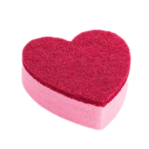 Heavy Duty Heart Shaped Dish Washing Sponge Scrubber Non Scratch Kitchen Bath Cleaning Scouring Pad Polyester