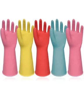 Heavy Duty Household Washing Glove with Non Slip Grip Colorful Cleaning Dishwashing Kitchen Gloves
