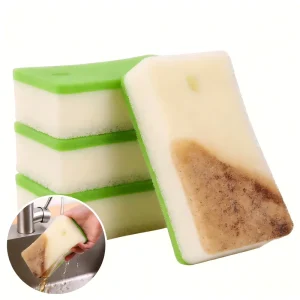 Heavy Duty Kitchen Cleaning Sponge Scouring Pad 3 Layers With Hang Hole Anti-Deformation Dishwashing Sponge