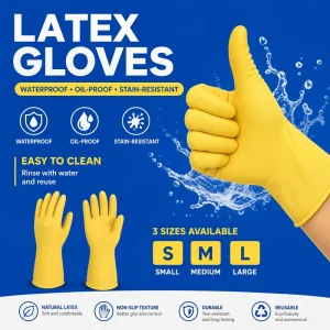 Heavy Duty Latex Household Gloves Waterproof Thick Design Stretch Resistant Durable Flexible Cleaning Gloves for Home Daily Use