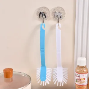 Heavy-Duty Long-Handle Dish Brush Nylon Brush Plastic Handle Eco-Friendly 2 in 1 Bathroom Scrubber for Cleaning