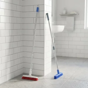 Heavy Duty Long Handle Floor Brush Extra Stiff Bristles for Grout Tile & Bathroom Wall Scrubbing Non Slip Grip