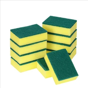 Heavy Duty Magic Cleaning Scouring Pad Sponge Yellow and Green Sponge Scrubber