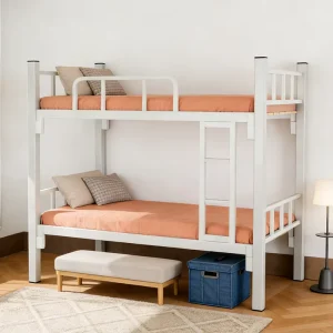 Heavy Duty Metal Bunk Beds Iron Frame Space Saving Eco Friendly Design Stable Structure for Construction Site Dormitories